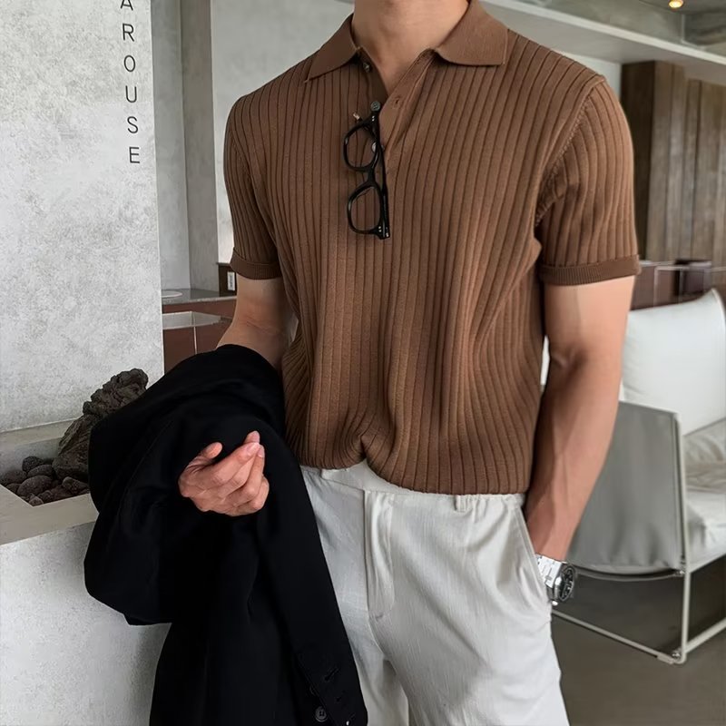 Cotton Ribbed Polo Shirt